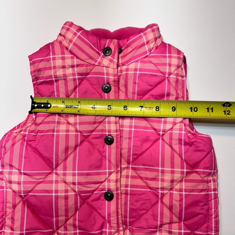 Bass Pro Shops Pink Plaid Quilted Puffer Vest Girls 3T Fleece Lined - Picture 6 of 9